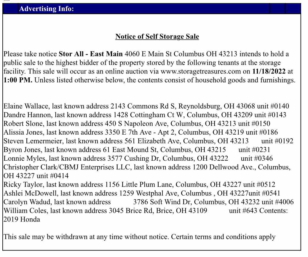 Storage Units Auctions Middletown Ohio Dandk Organizer