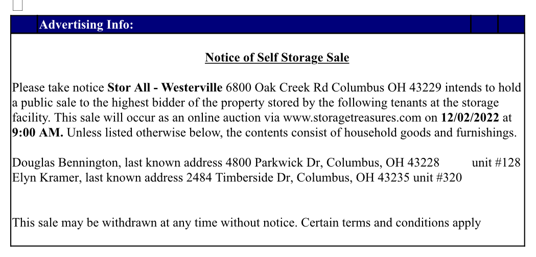 Storage Units Auctions Middletown Ohio Dandk Organizer